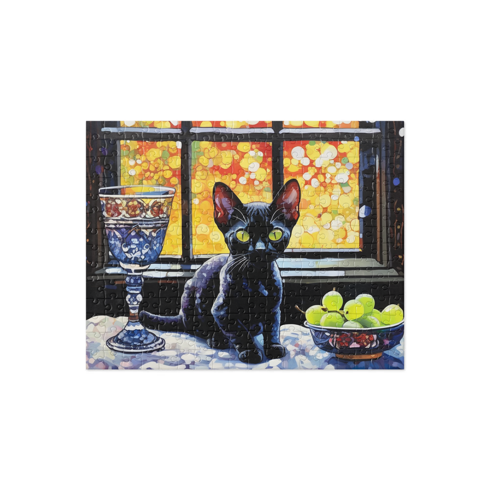 PugMug Custom Black Devon Rex Cat Jigsaw Puzzle