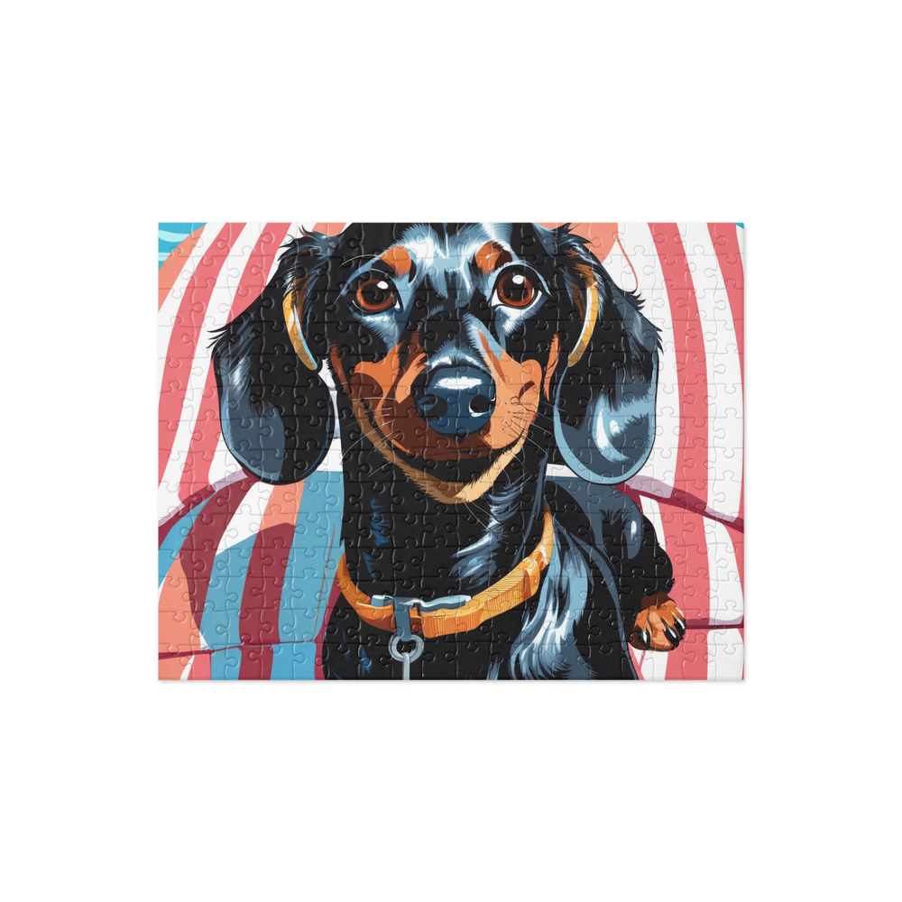 PugMug Custom Black Dachshund Jigsaw Puzzle