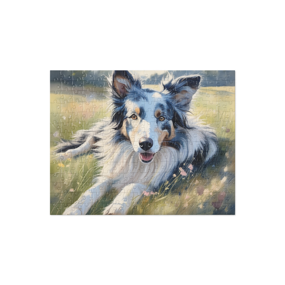 PugMug Custom Blue Merle Border Collie Jigsaw Puzzle
