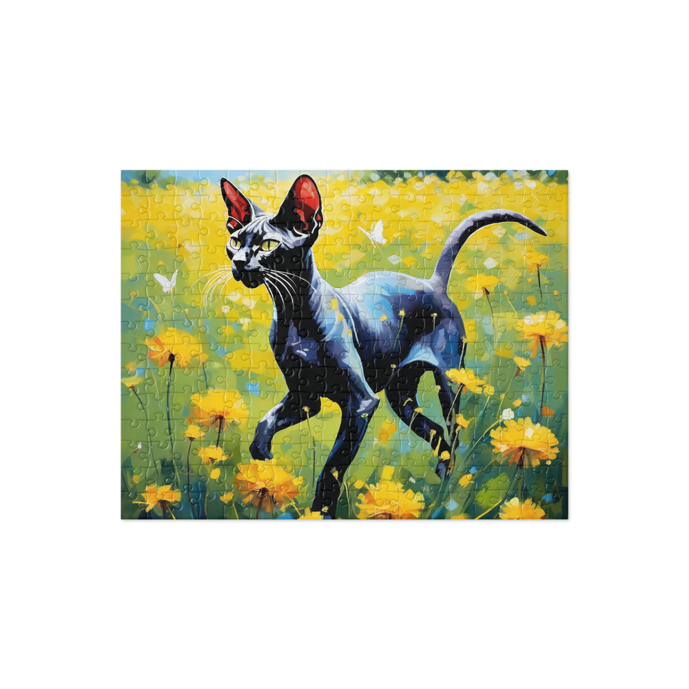 PugMug Custom Black Sphynx Cat Jigsaw Puzzle