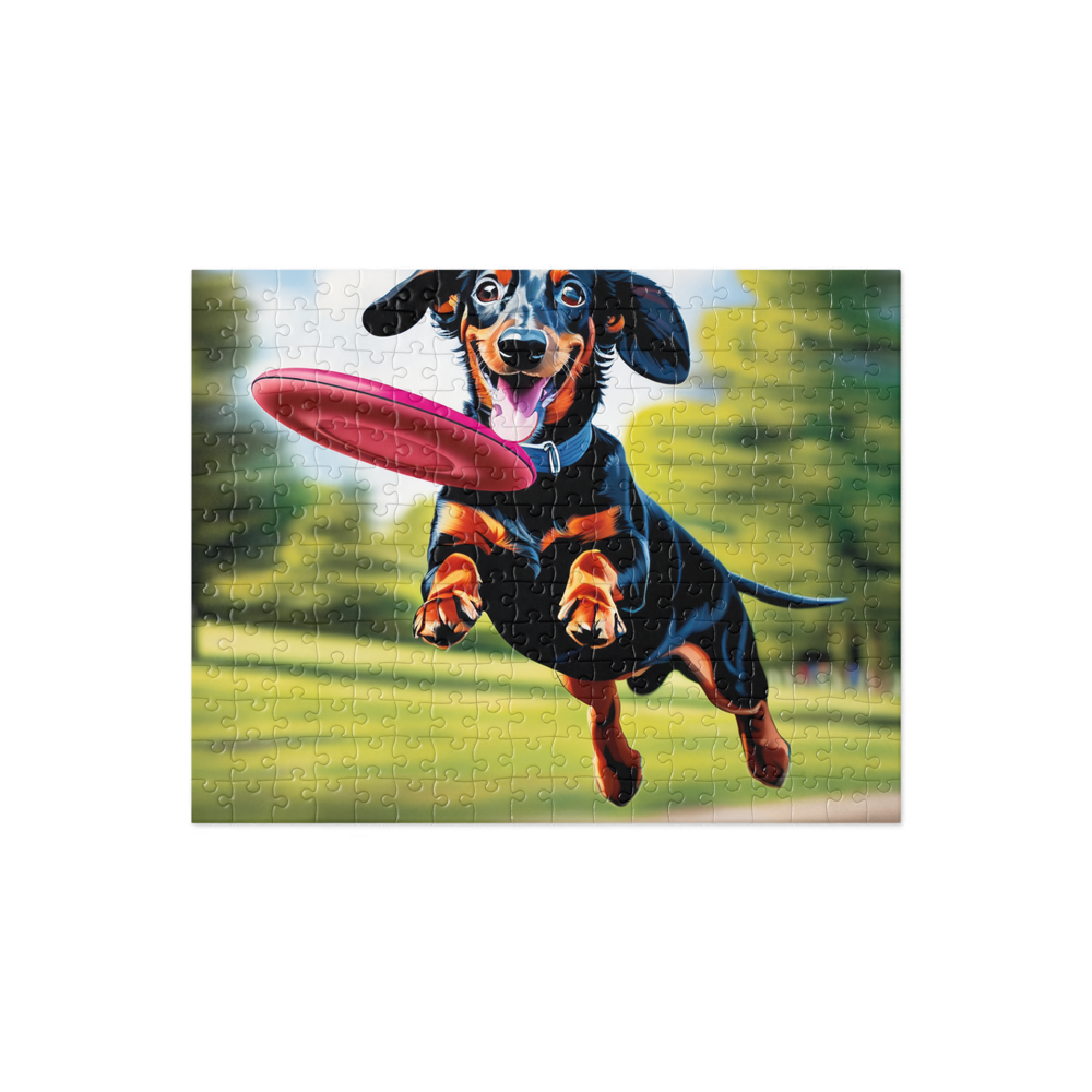 PugMug Custom Black Dachshund Jigsaw Puzzle