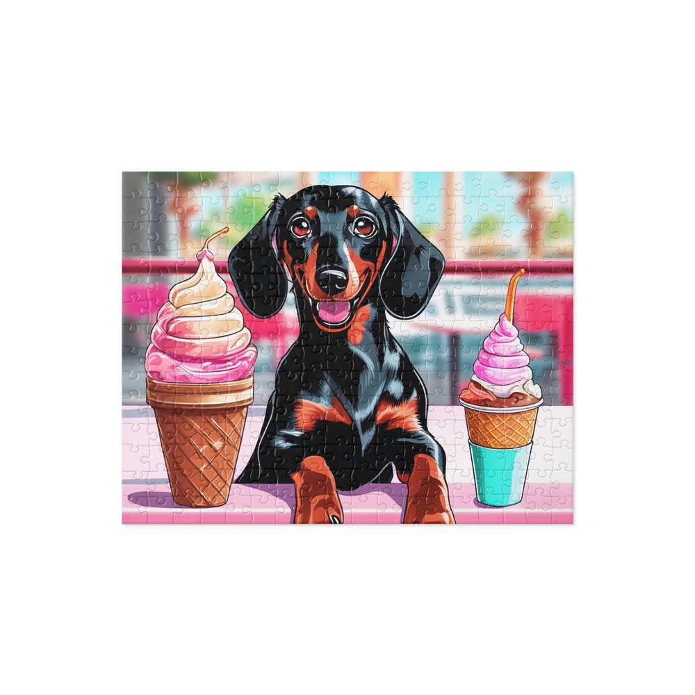 PugMug Custom Black Dachshund Jigsaw Puzzle