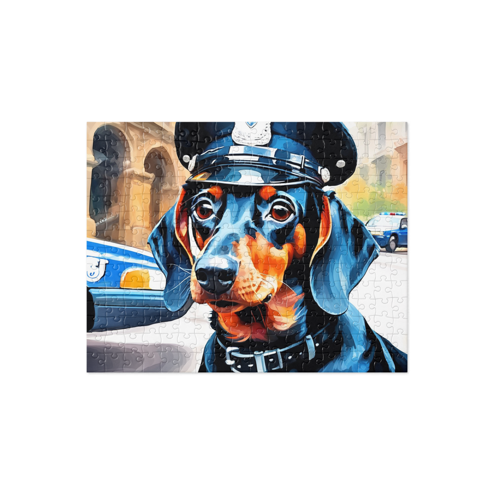 PugMug Custom Black Dachshund Jigsaw Puzzle