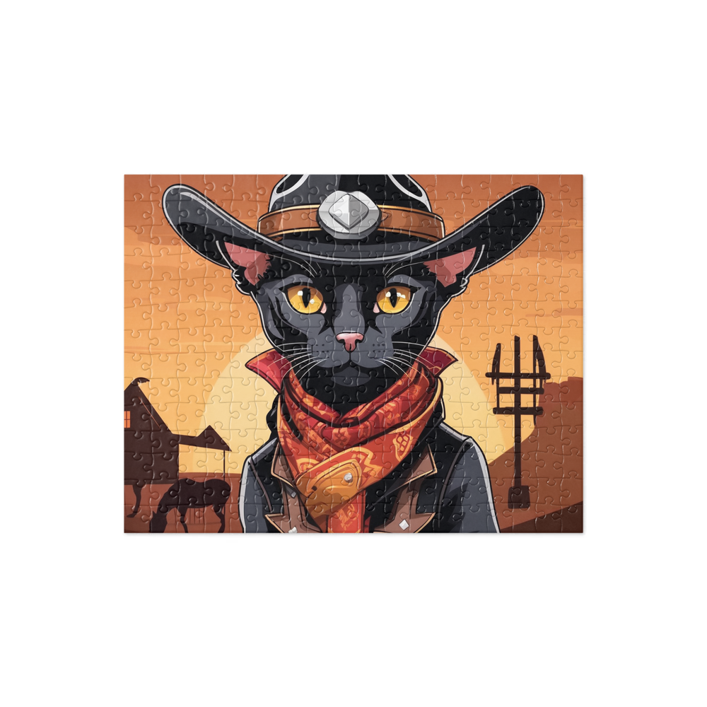 PugMug Custom Black Devon Rex Cat Jigsaw Puzzle