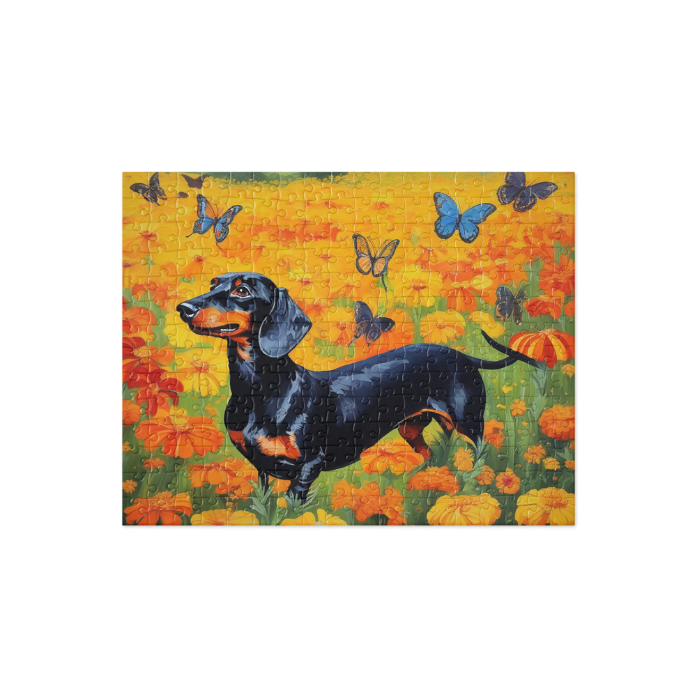 PugMug Custom Black Dachshund Jigsaw Puzzle