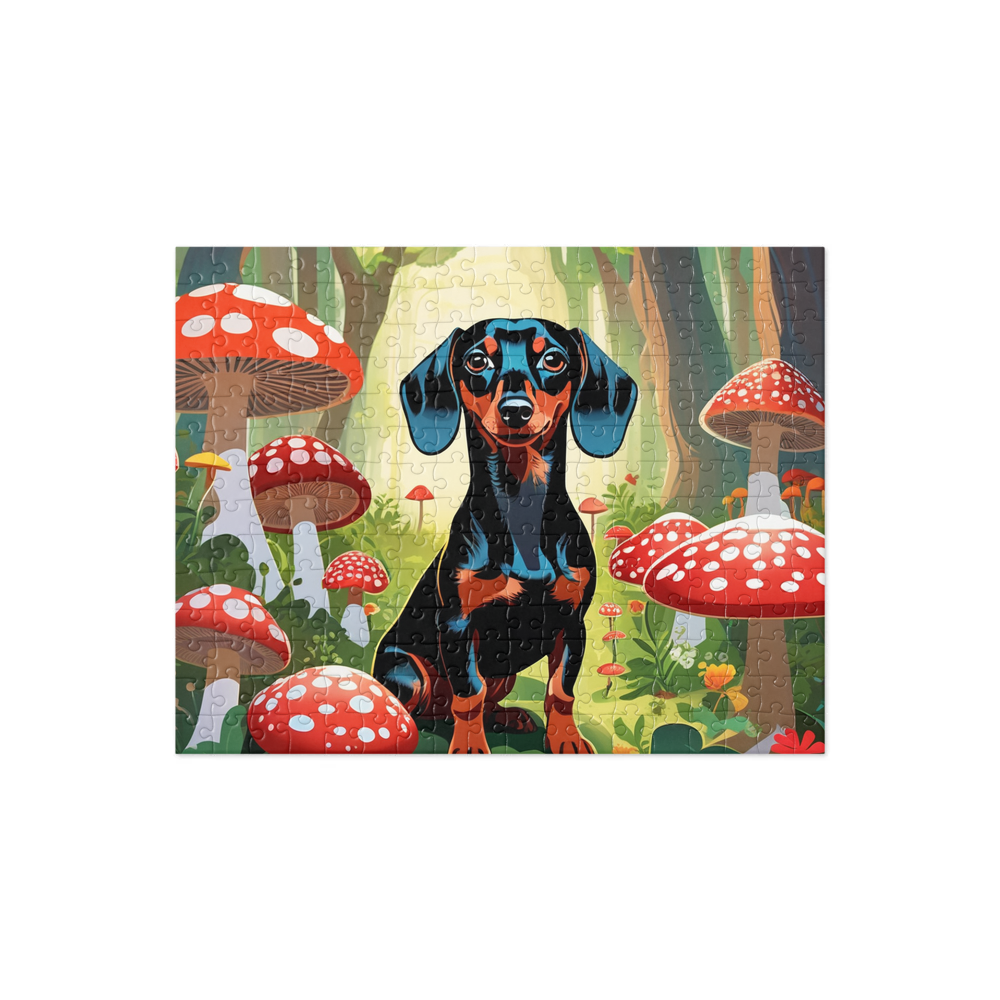 PugMug Custom Black Dachshund Jigsaw Puzzle