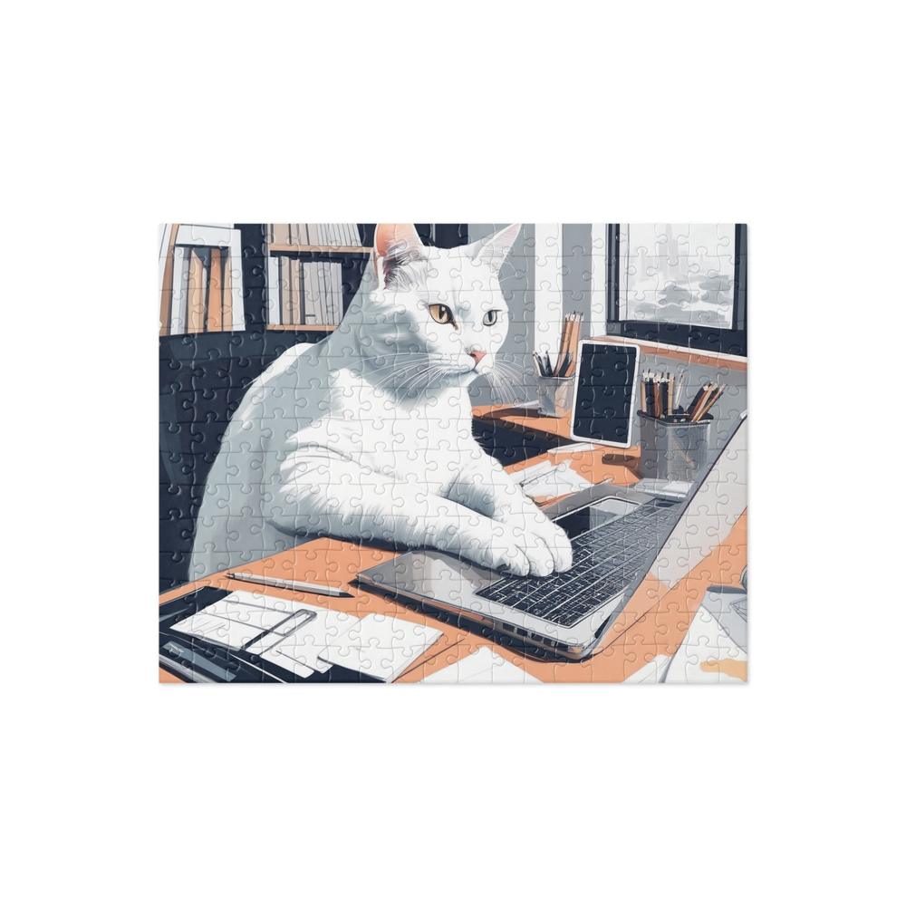 PugMug Custom White Companion Cat Jigsaw Puzzle