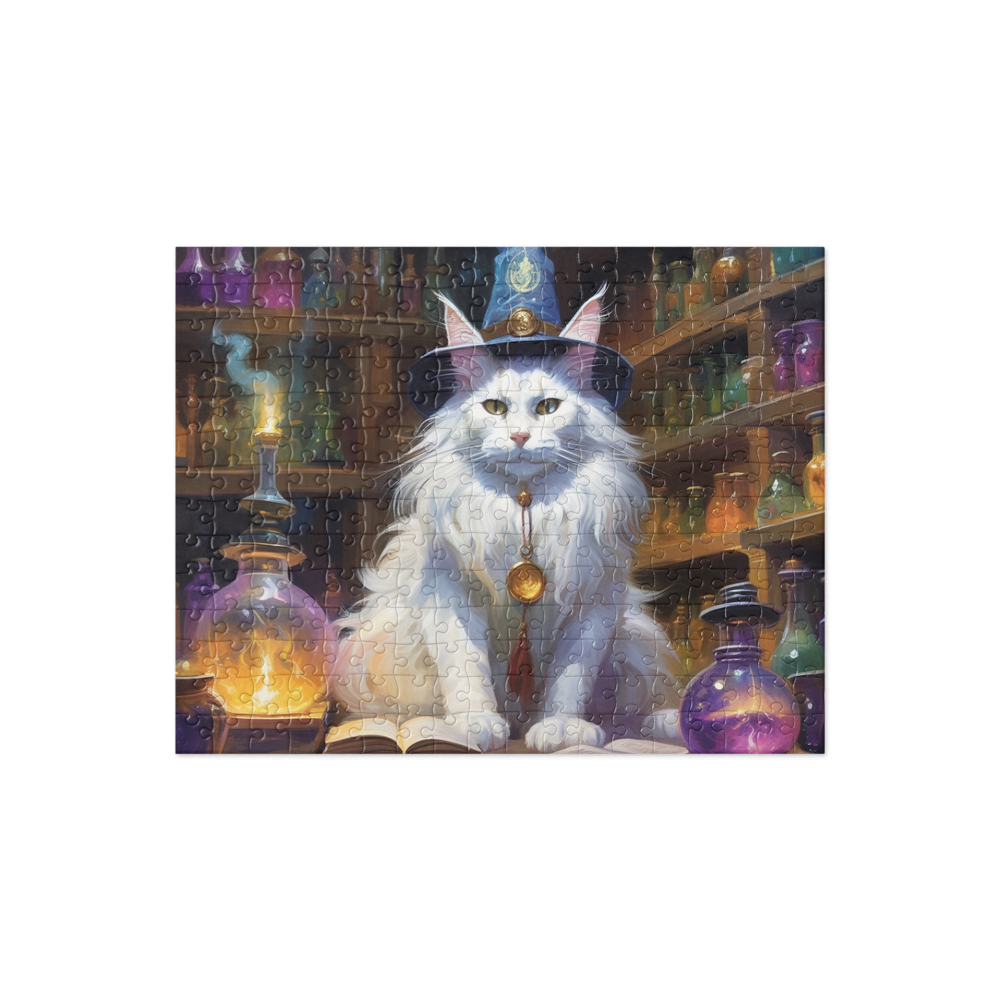 PugMug Custom White Maine Coon Cat Jigsaw Puzzle