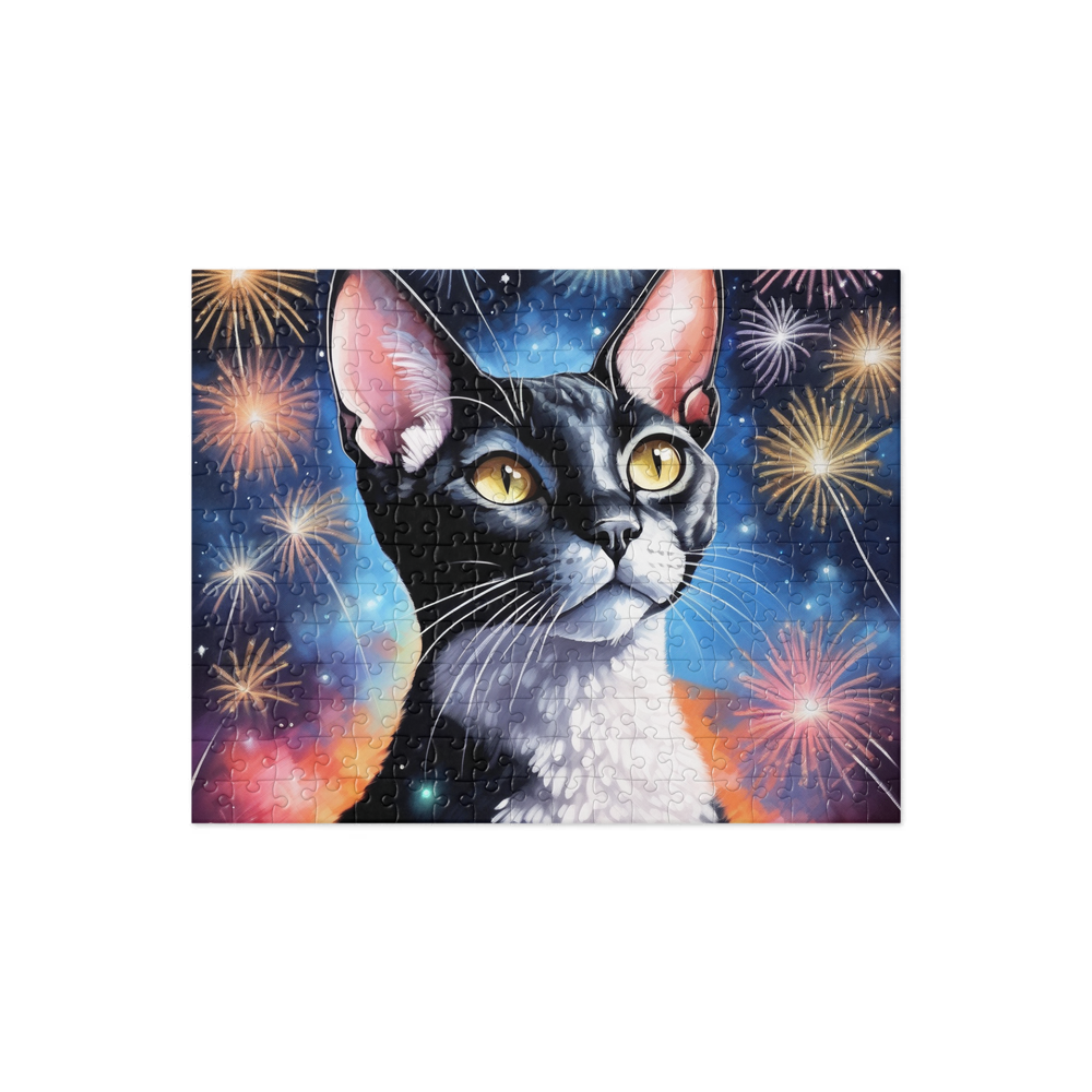 PugMug Custom Black Devon Rex Cat Jigsaw Puzzle