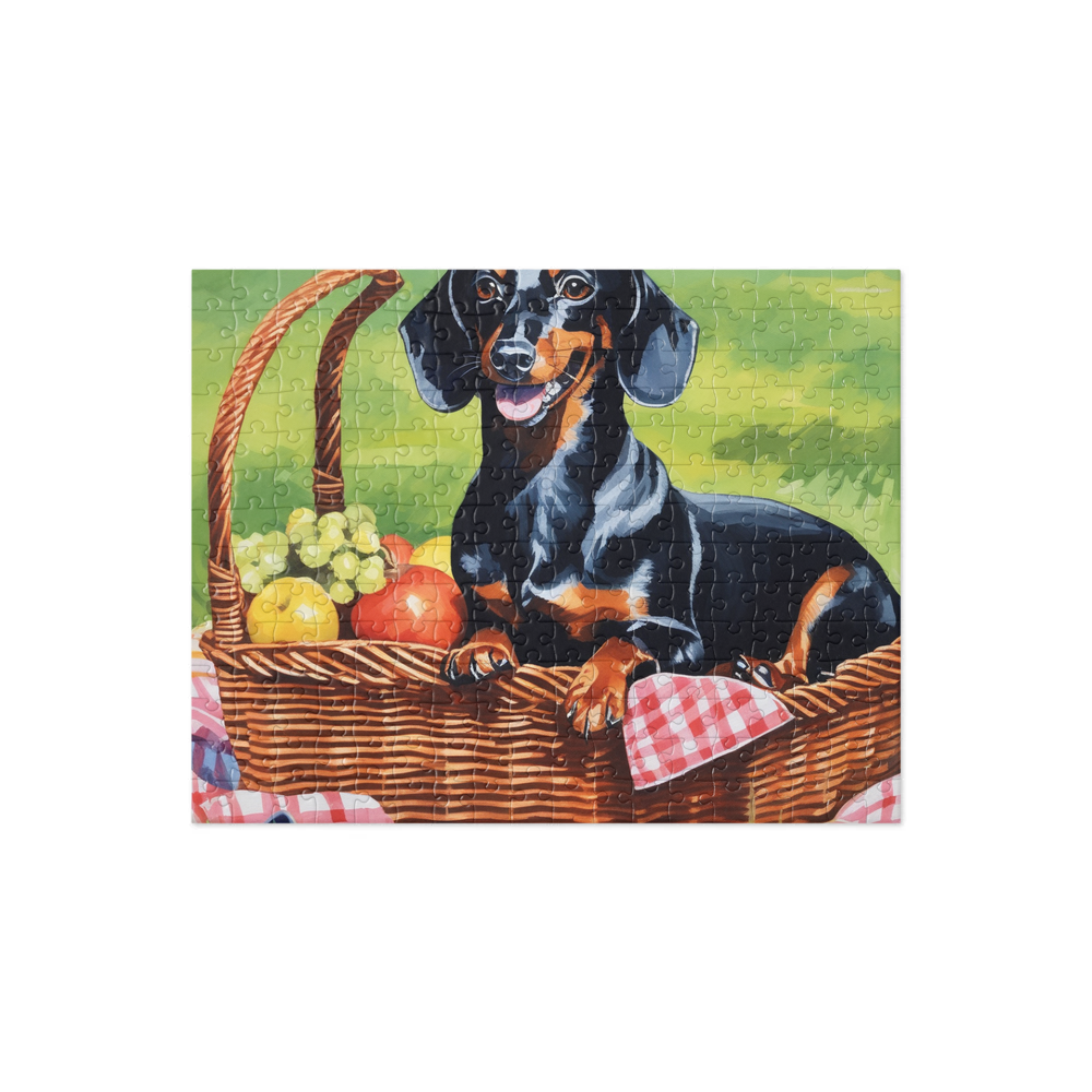 PugMug Custom Black Dachshund Jigsaw Puzzle