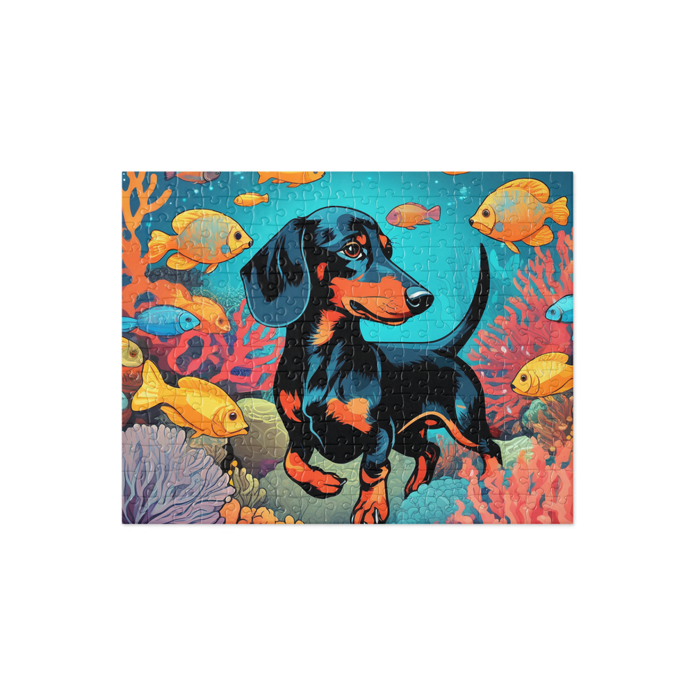 PugMug Custom Black Dachshund Jigsaw Puzzle
