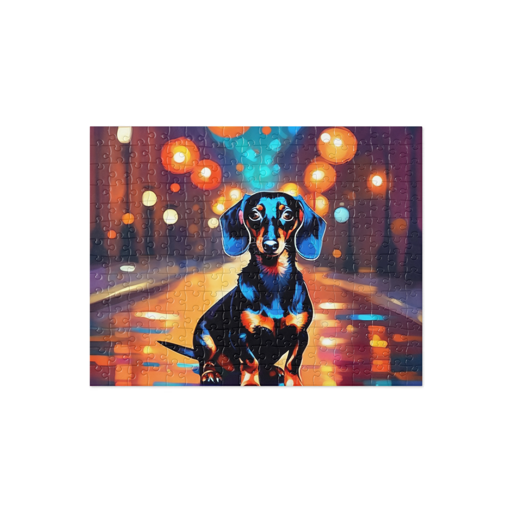 PugMug Custom Black Dachshund Jigsaw Puzzle