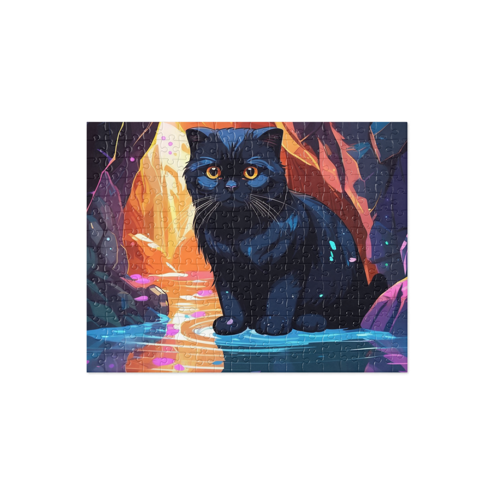 PugMug Custom Black Scottish Fold Cat Jigsaw Puzzle