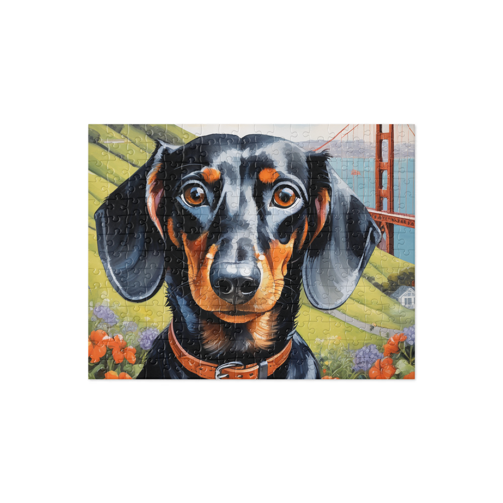 PugMug Custom Black Dachshund Jigsaw Puzzle