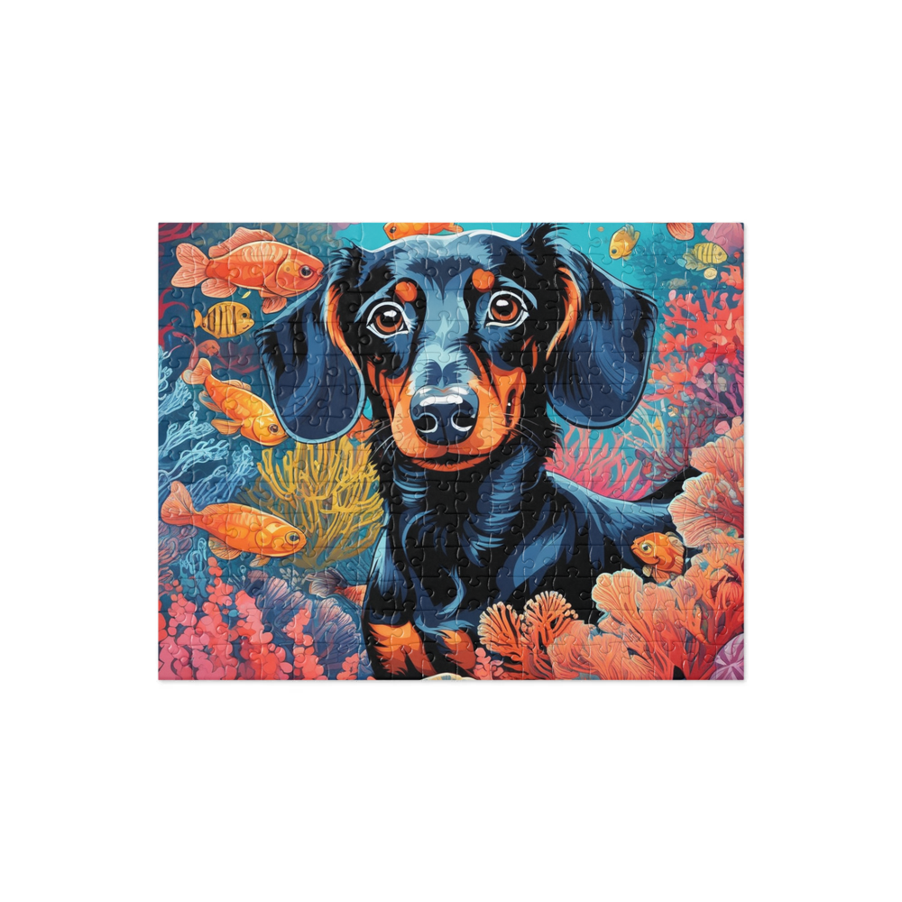 PugMug Custom Black Dachshund Jigsaw Puzzle