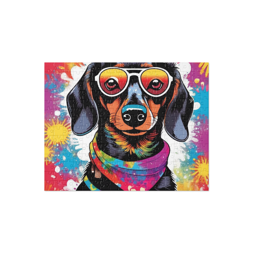 PugMug Custom Black Dachshund Jigsaw Puzzle