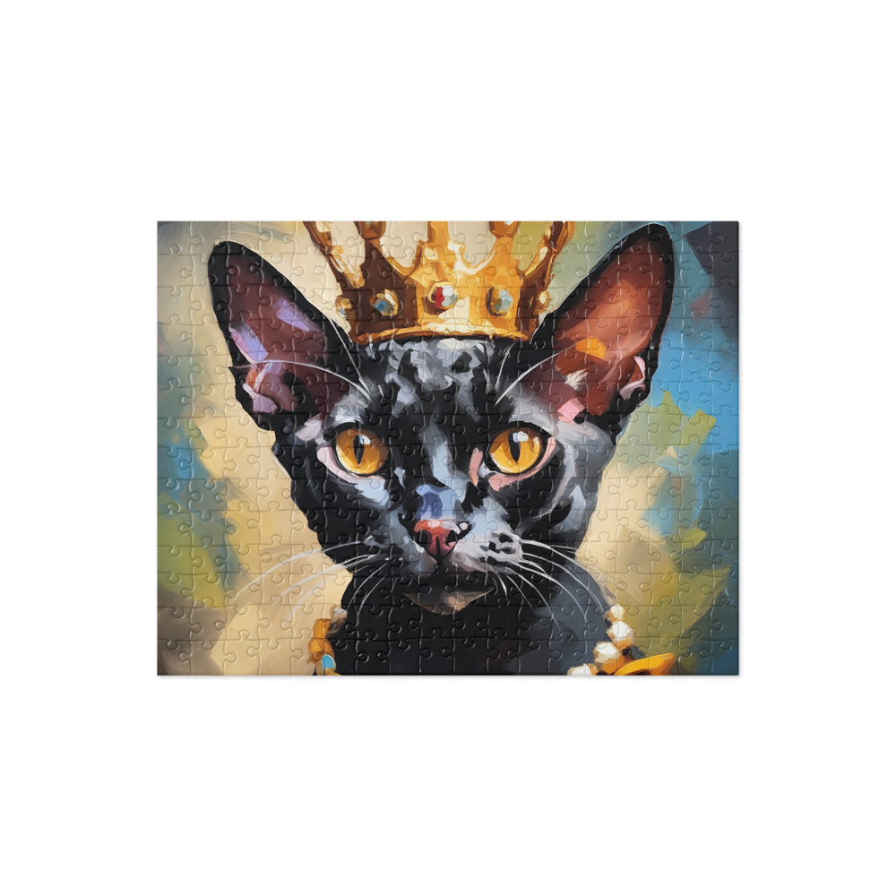 PugMug Custom Black Devon Rex Cat Jigsaw Puzzle