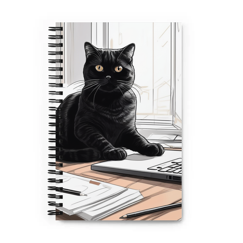 PugMug Custom Black Scottish Fold Cat Spiral Notebook