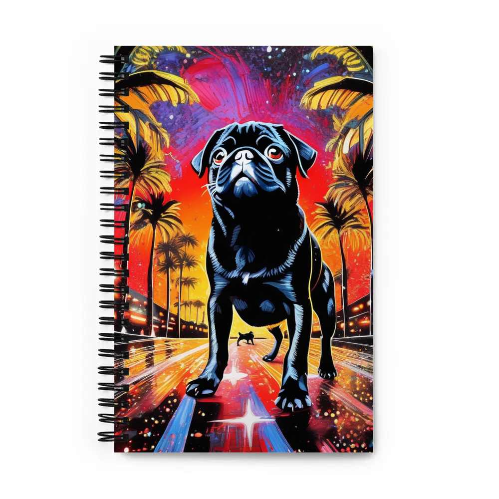 PugMug Custom Black Pug Spiral Notebook