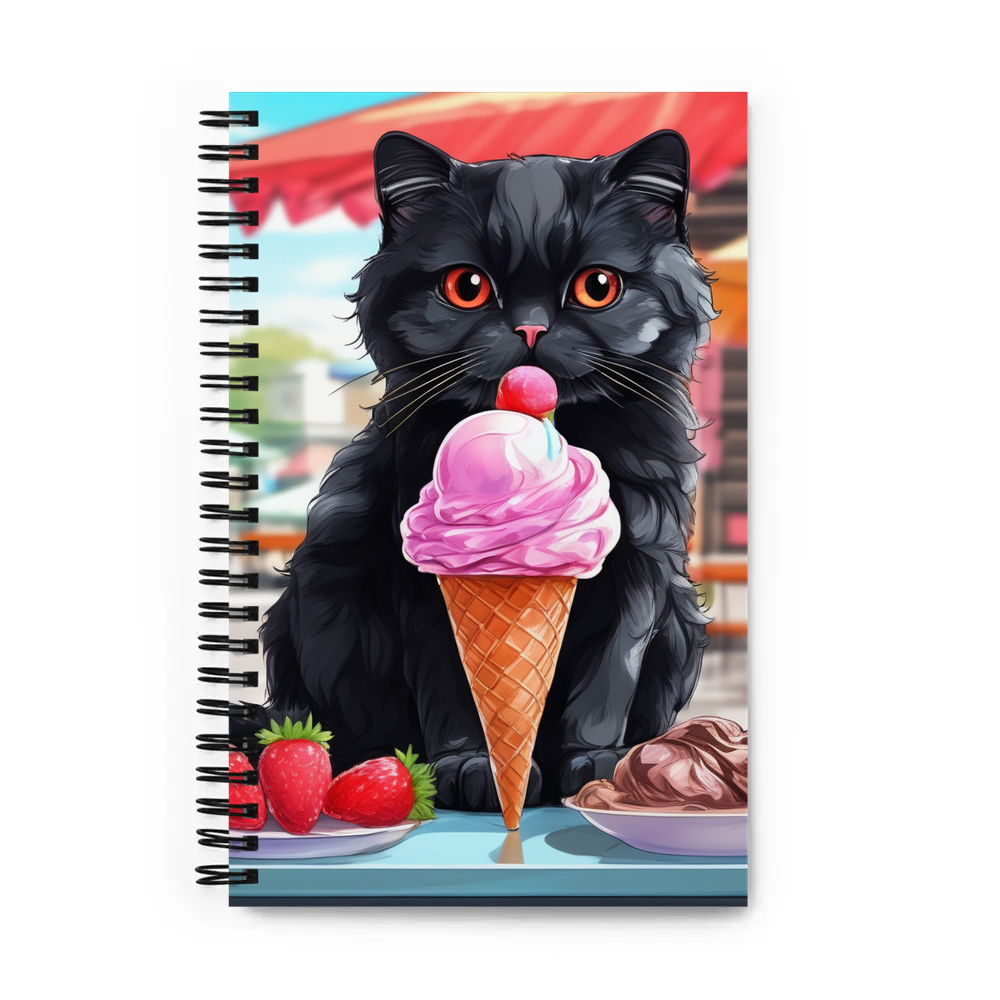 PugMug Custom Black Scottish Fold Cat Spiral Notebook