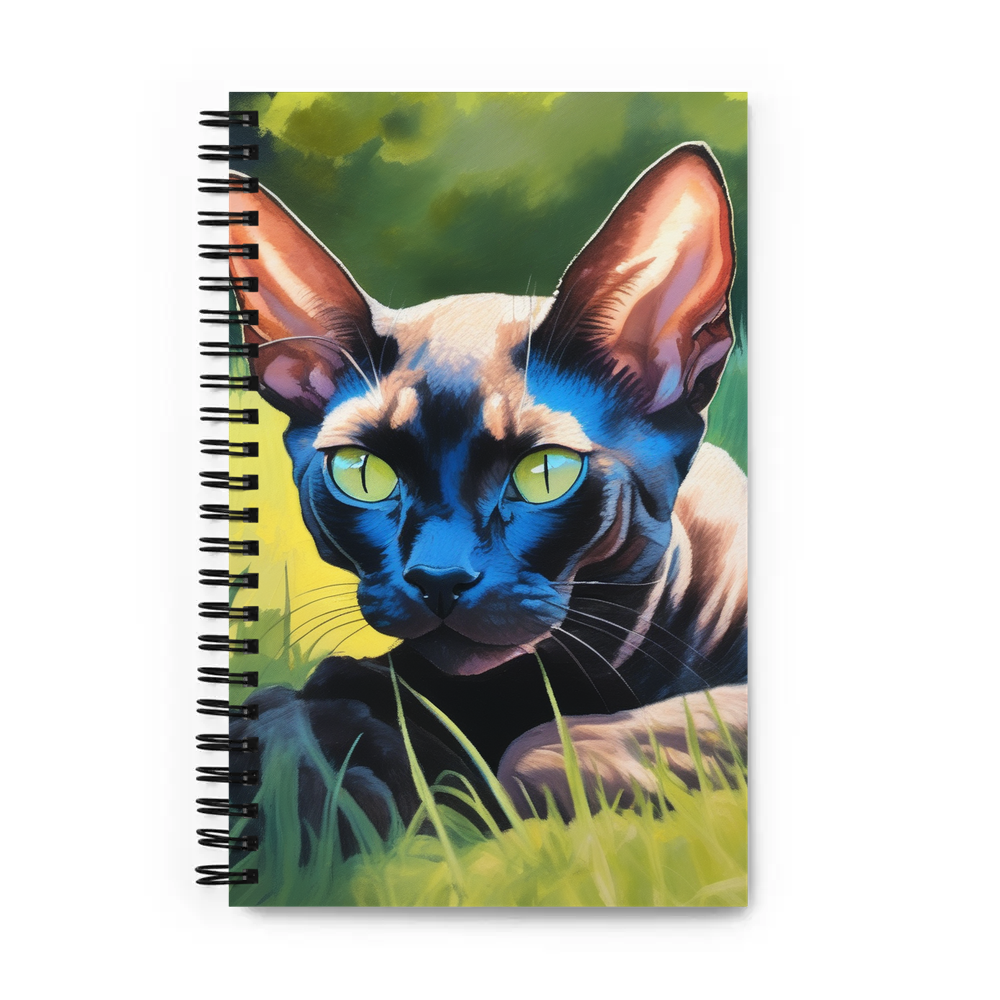 PugMug Custom Black Devon Rex Cat Spiral Notebook