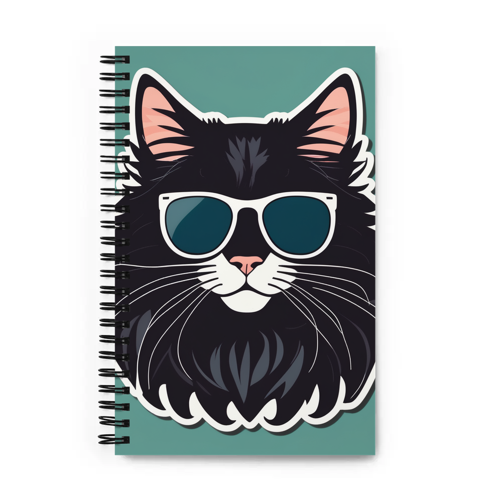 PugMug Custom Black Maine Coon Cat Spiral Notebook