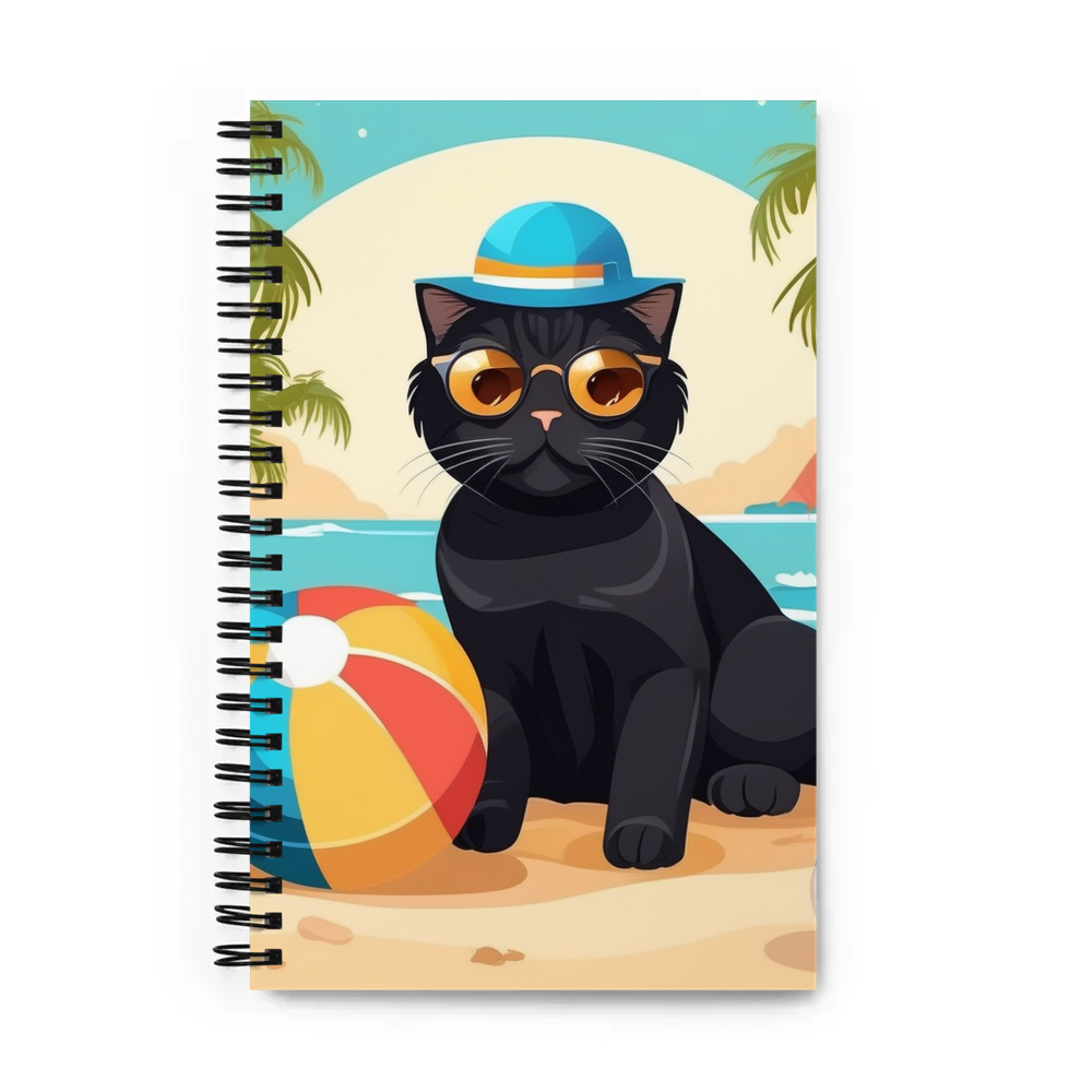 PugMug Custom Black Scottish Fold Cat Spiral Notebook