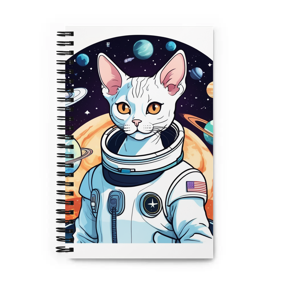 PugMug Custom White Devon Rex Cat Spiral Notebook