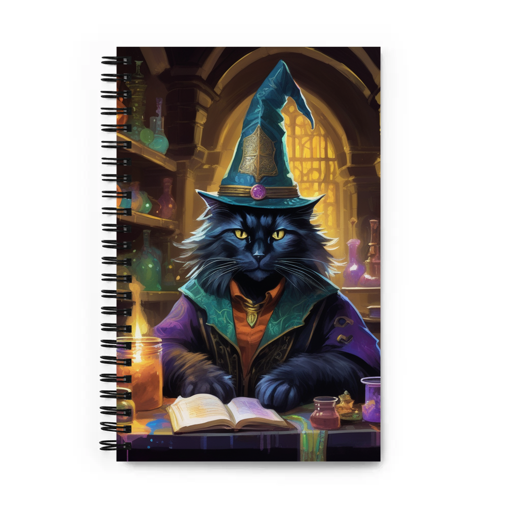 PugMug Custom Black Maine Coon Cat Spiral Notebook