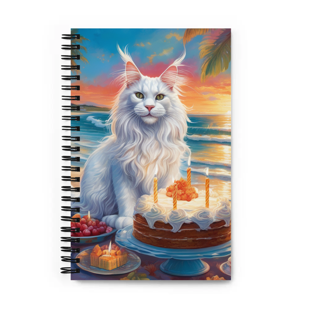 PugMug Custom White Maine Coon Cat Spiral Notebook
