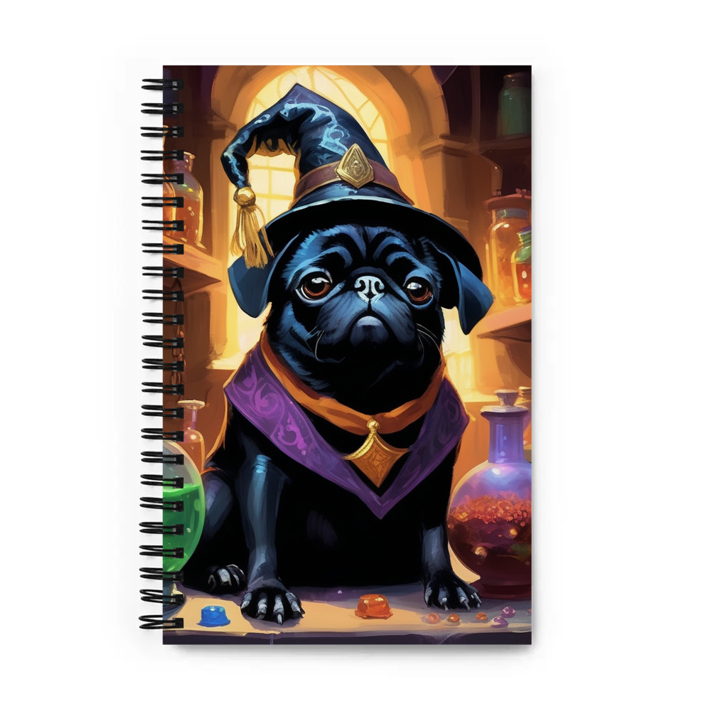 PugMug Custom Black Pug Spiral Notebook
