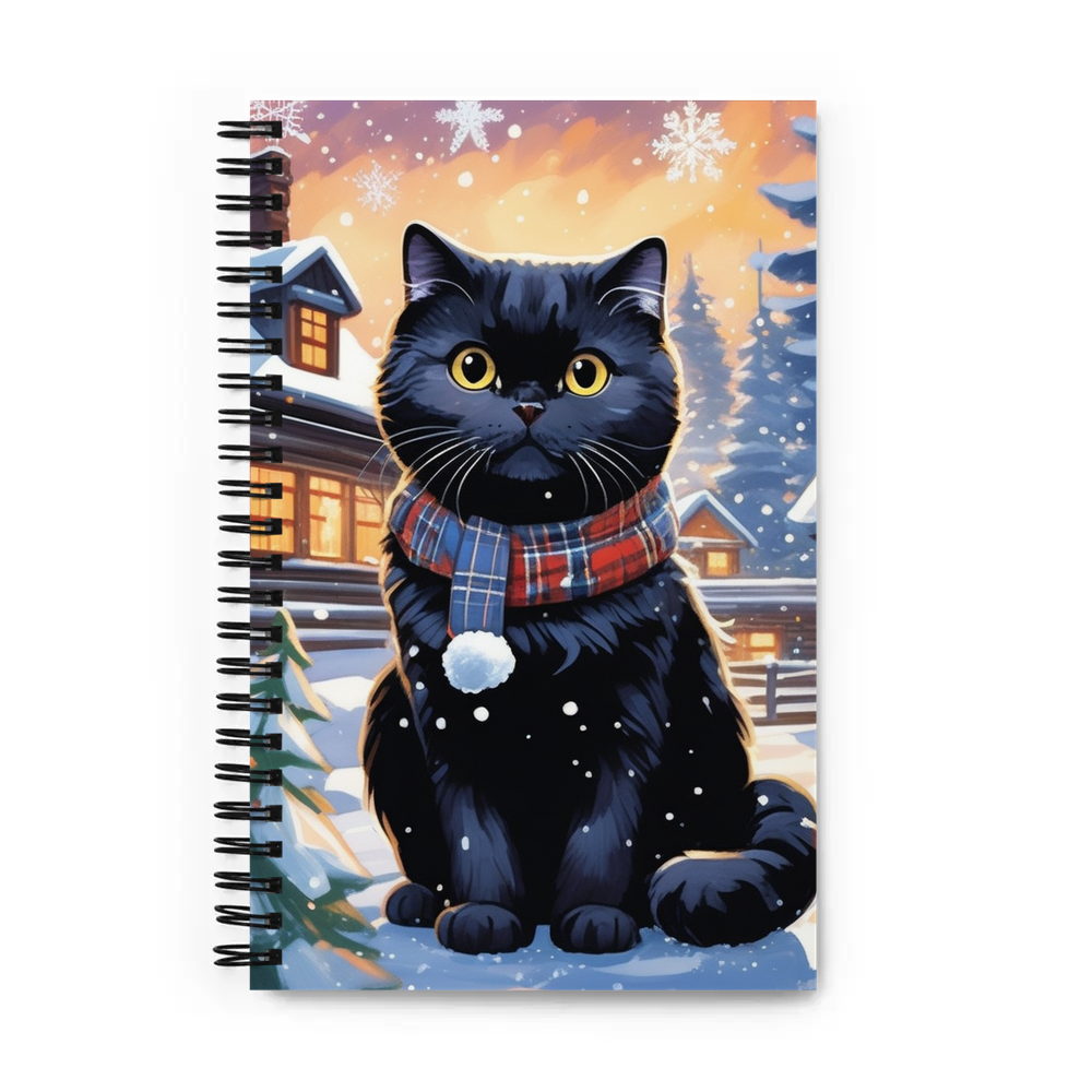 PugMug Custom Black Scottish Fold Cat Spiral Notebook