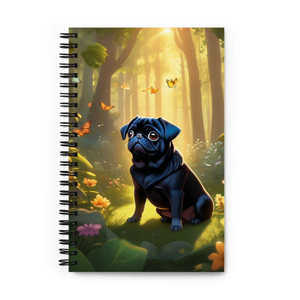 PugMug Custom Black Pug Spiral Notebook
