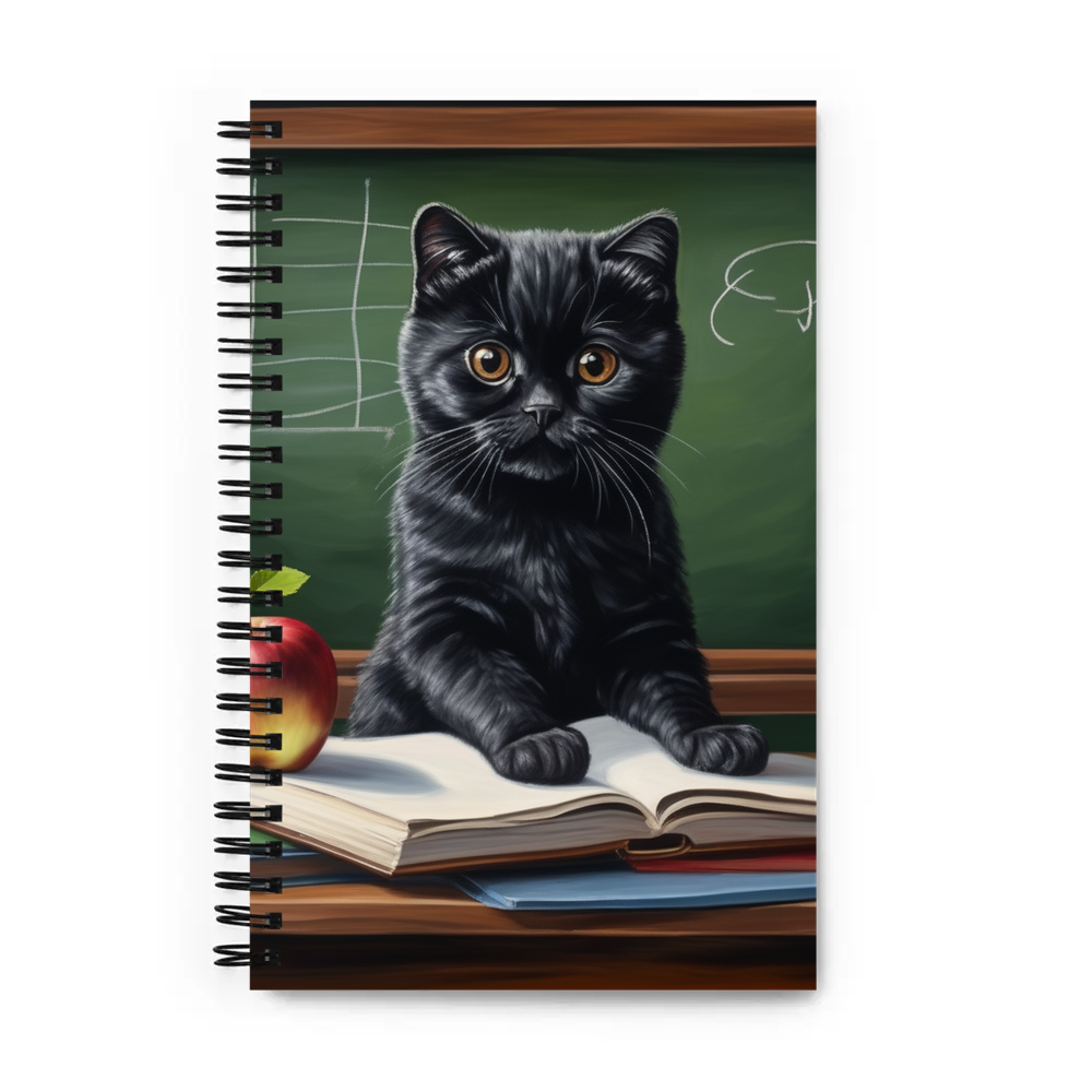 PugMug Custom Black Scottish Fold Cat Spiral Notebook