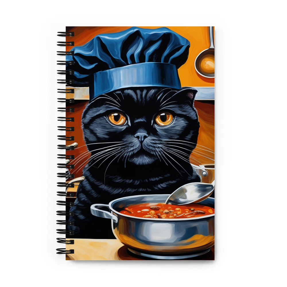 PugMug Custom Black Scottish Fold Cat Spiral Notebook