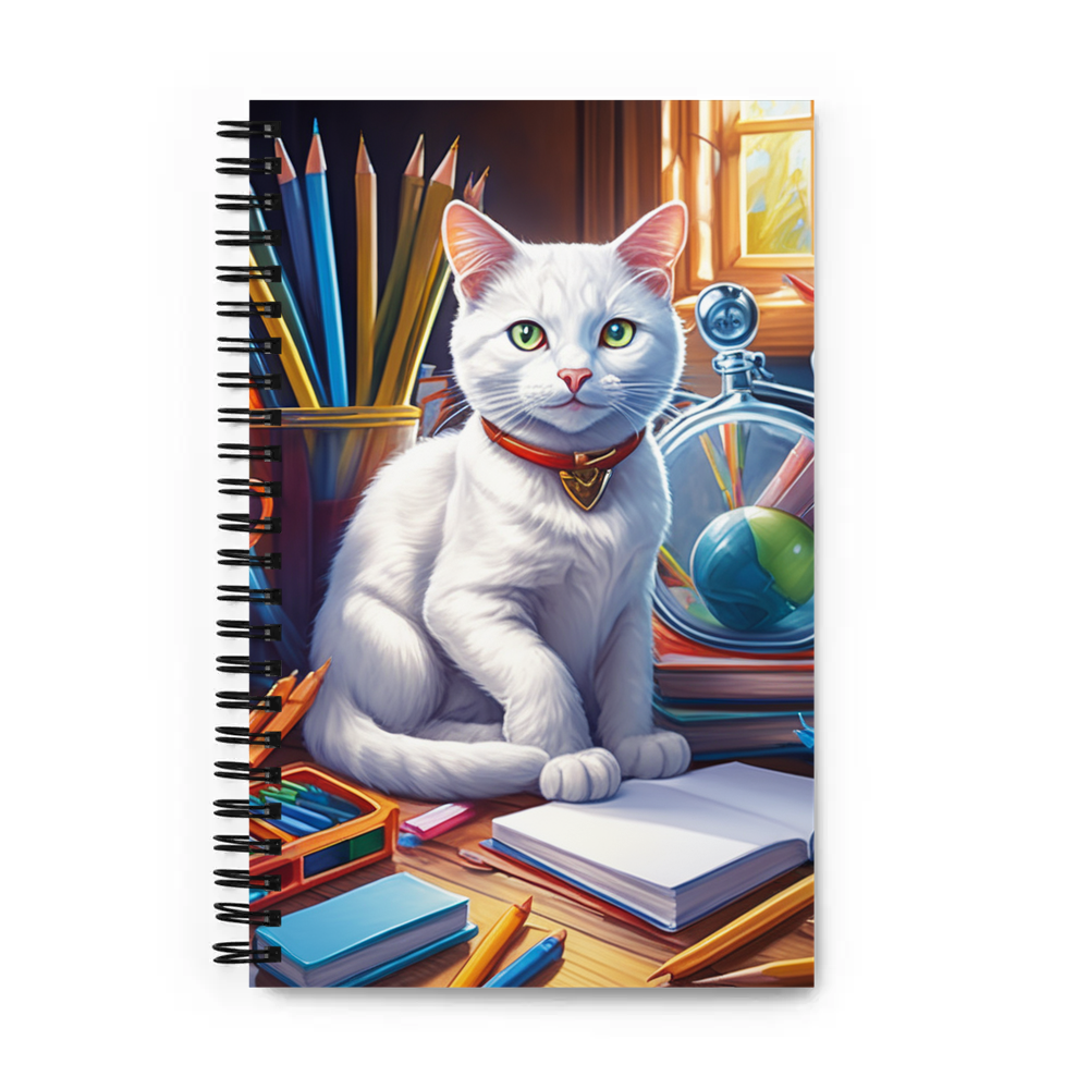 PugMug Custom White Companion Cat Spiral Notebook