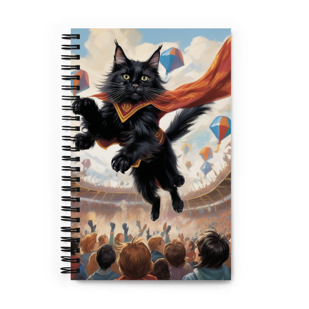 PugMug Custom Black Maine Coon Cat Spiral Notebook
