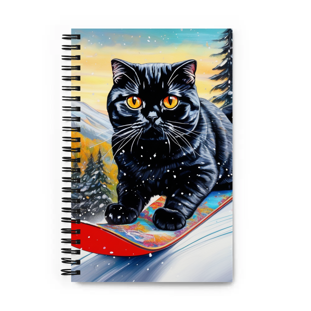 PugMug Custom Black Scottish Fold Cat Spiral Notebook
