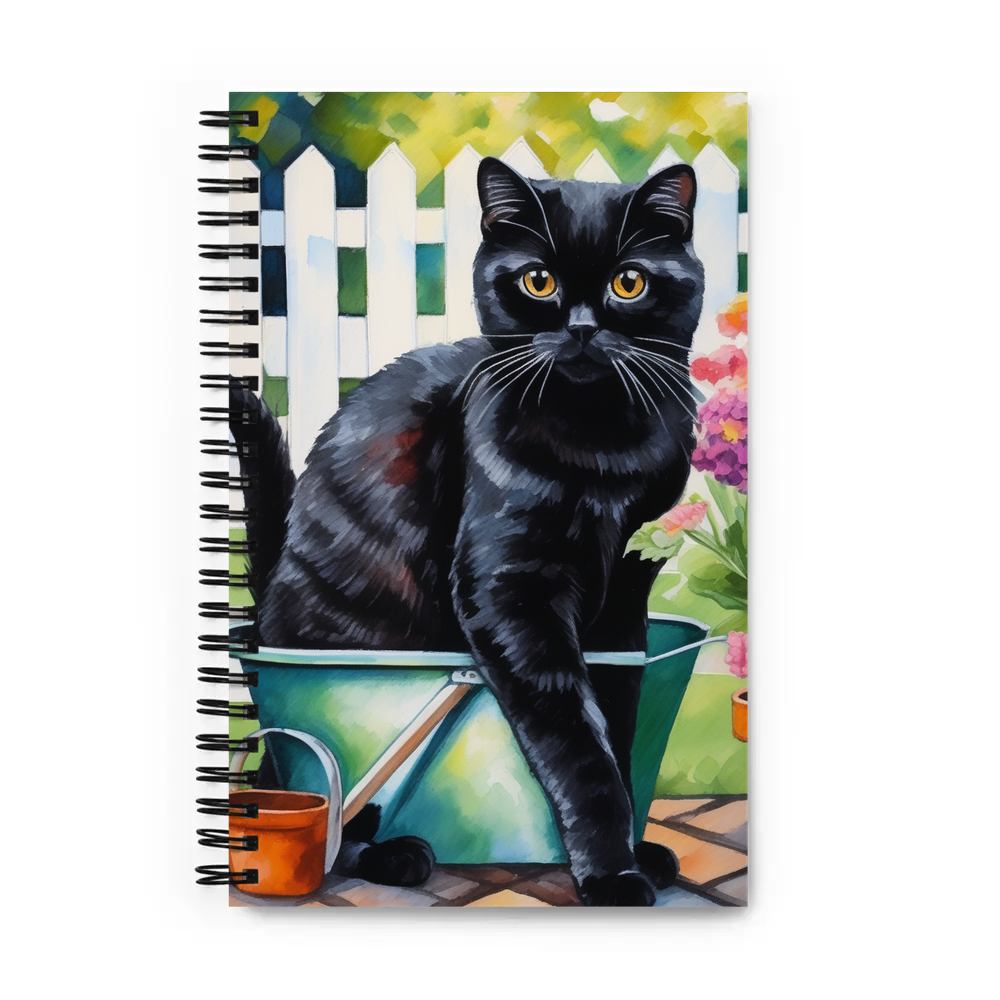 PugMug Custom Black Scottish Fold Cat Spiral Notebook