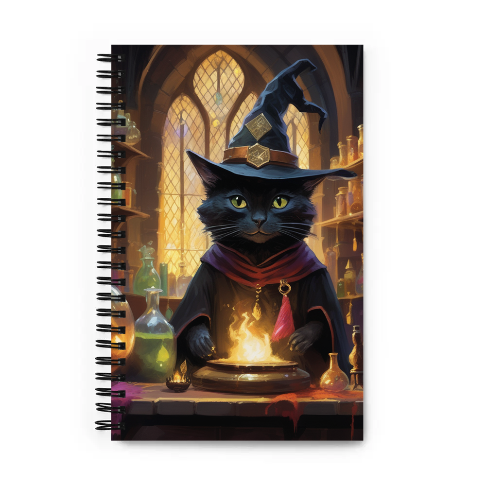 PugMug Custom Black Companion Cat Spiral Notebook