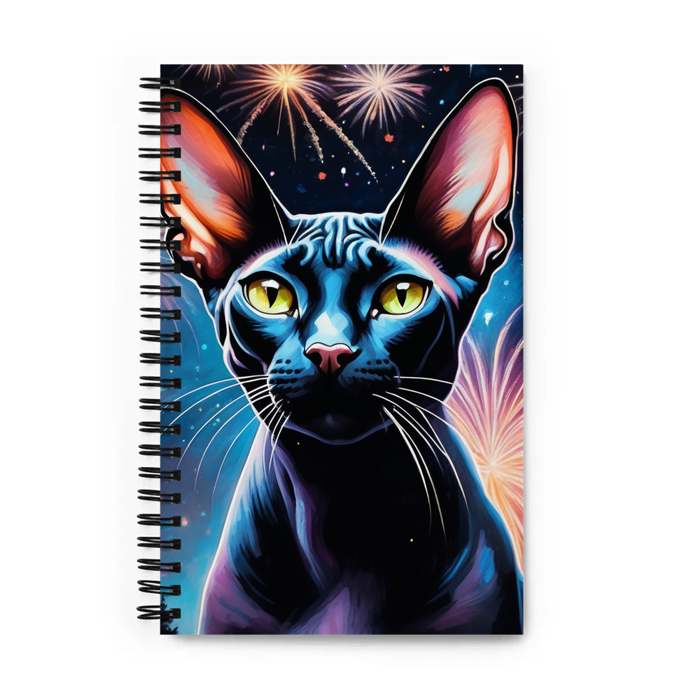 PugMug Custom Black Sphynx Cat Spiral Notebook