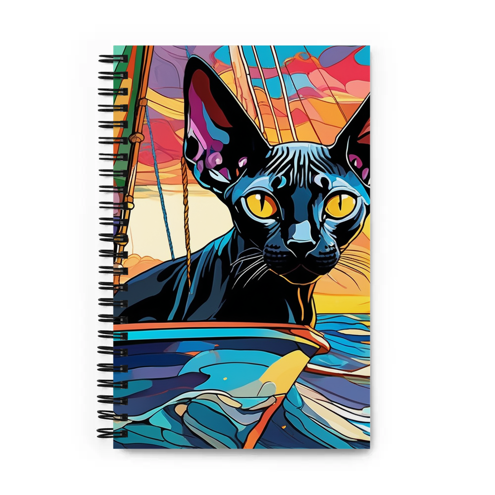 PugMug Custom Black Sphynx Cat Spiral Notebook