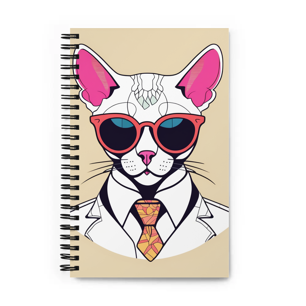 PugMug Custom White Devon Rex Cat Spiral Notebook
