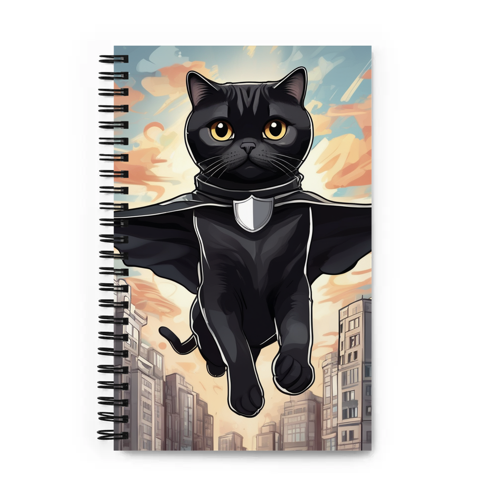 PugMug Custom Black Scottish Fold Cat Spiral Notebook