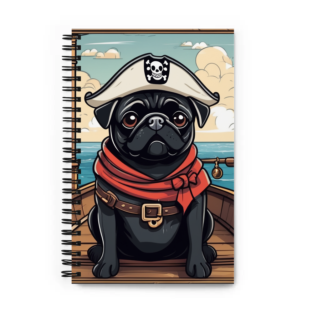 PugMug Custom Black Pug Spiral Notebook