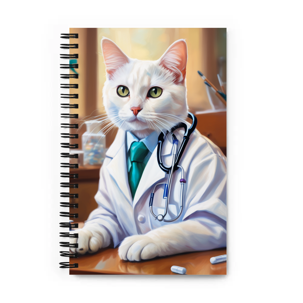 PugMug Custom White Companion Cat Spiral Notebook