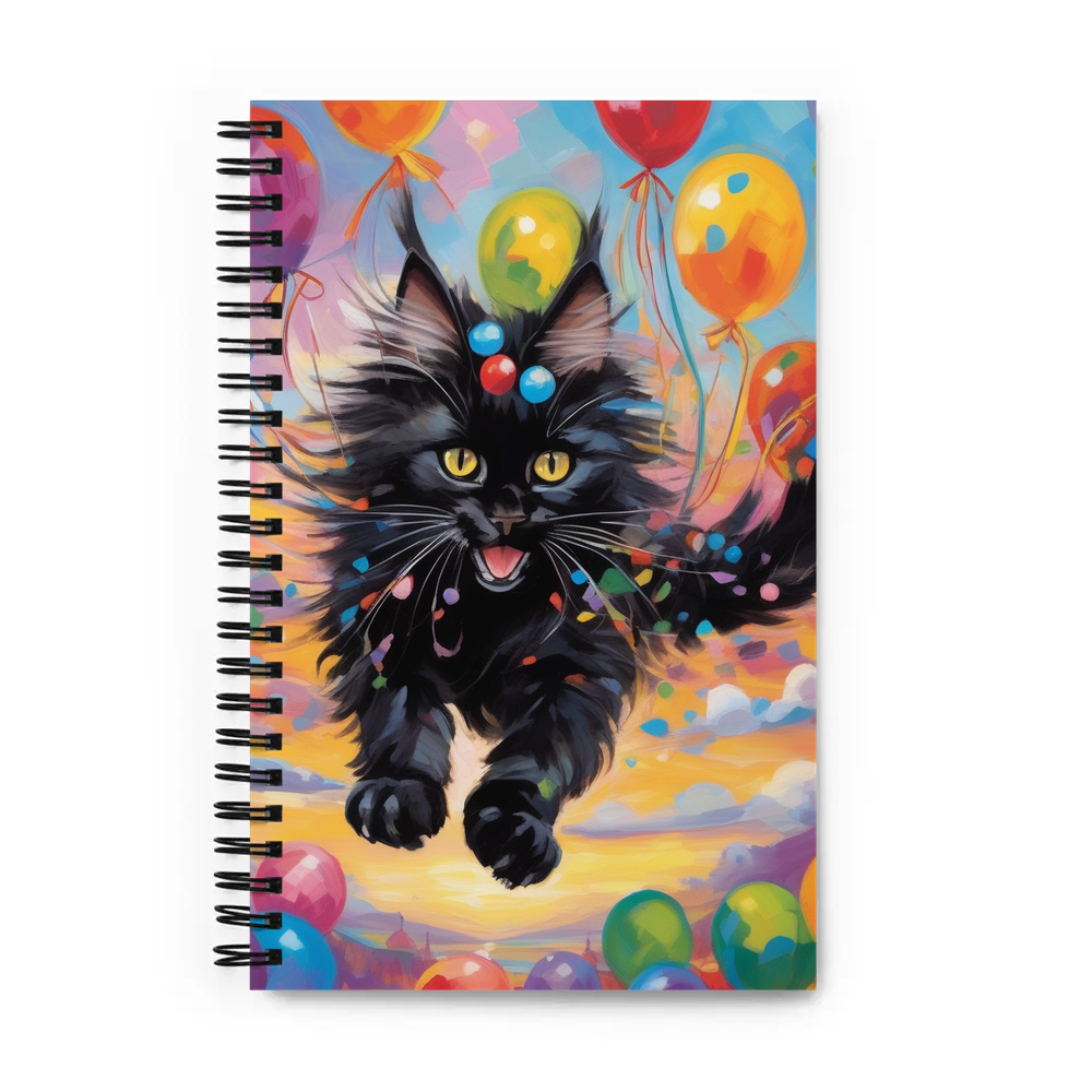 PugMug Custom Black Maine Coon Cat Spiral Notebook