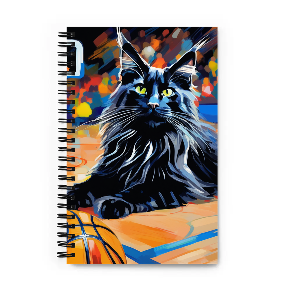 PugMug Custom Black Maine Coon Cat Spiral Notebook