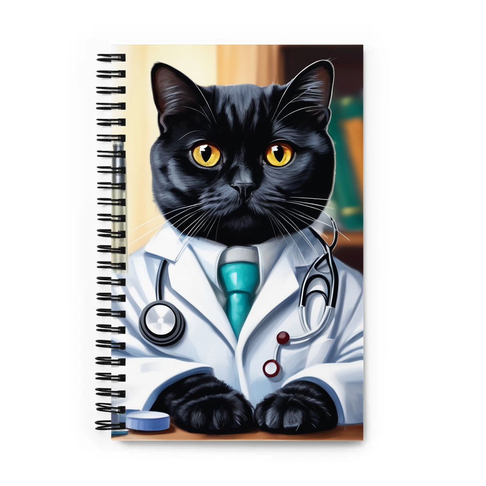 PugMug Custom Black Scottish Fold Cat Spiral Notebook