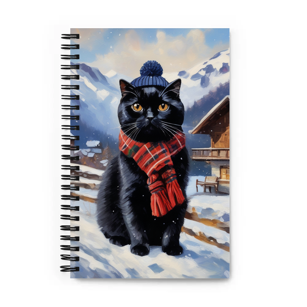 PugMug Custom Black Scottish Fold Cat Spiral Notebook